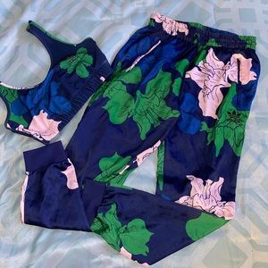 Adidas satin pant and sports Bra
